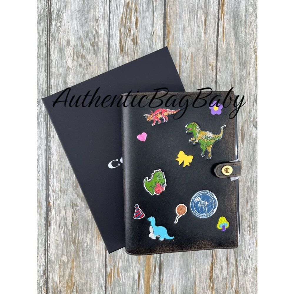 Coach Rexy 10th Birthday Notebook In Loved Leather With Sticker Print - Picture 2 of 8